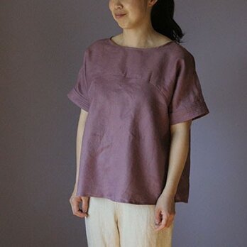 袖ステッチブラウス：赤紫
