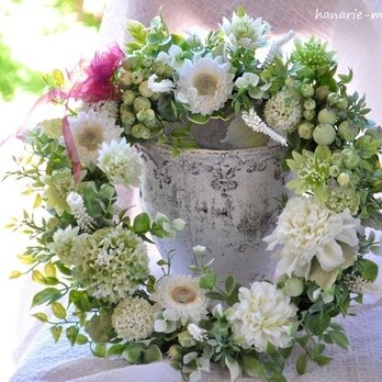 early summer wreath :wine color ribbonの画像