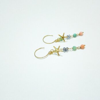 14kgf 【jewelry series 】starfish ×夏の天然石　ピアス/イヤリンの画像