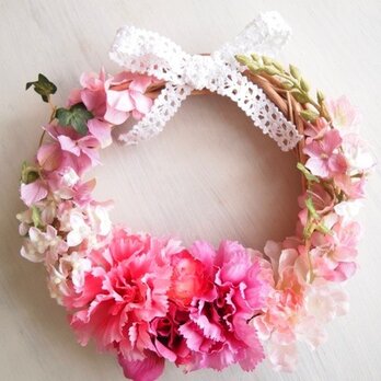 可愛い小花のミニリース・ピンク２の画像