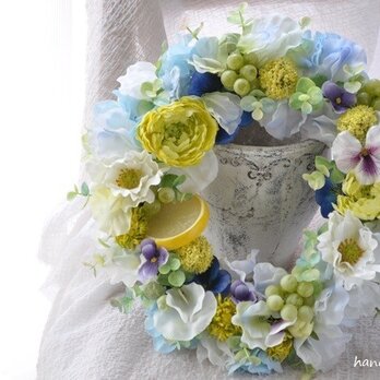 citrus blue：lemon &grapes wreathの画像