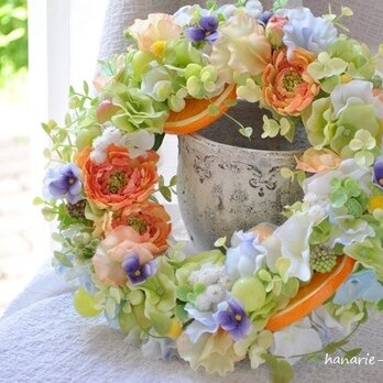 Orange & Ranunculus :wreathの画像