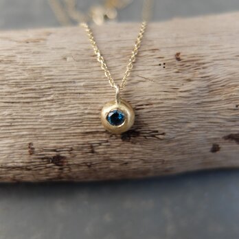Gold Grain Satin Blue Dia Necklace
