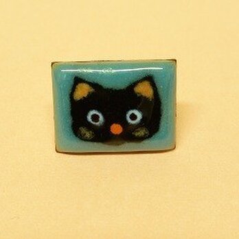 七宝焼きブローチ　黒猫の画像