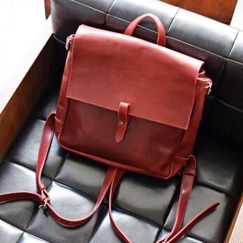 お出かけしたくなる、とても丈夫な馬革のリュック　バックパック(Wine Red)※
