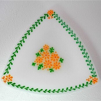 三角の花皿　(緑)の画像