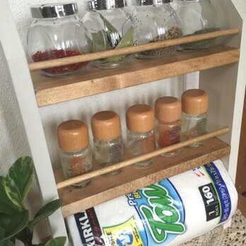 コストコ兼用 3段kitchen paper shelf 白茶 キッチンペーパー スパイスラックの画像