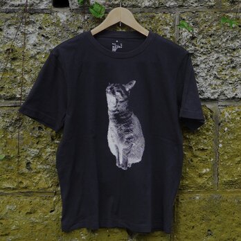 あくび猫Tシャツ　Mサイズ/ブラックの画像
