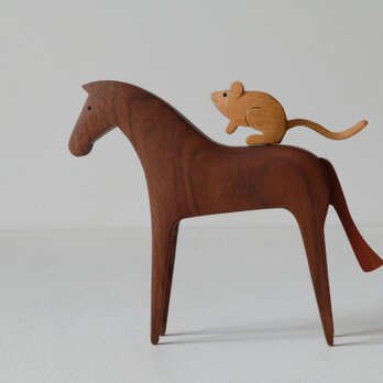 「マーサ様リクエスト分」ウォールナットホース-M　＆　ネズミさん