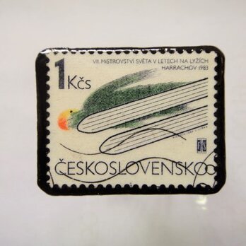 アップサイクル　チェコスロバキア　切手ブローチ1142の画像