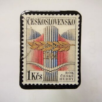 アップサイクル　チェコスロバキア　切手ブローチ1146の画像