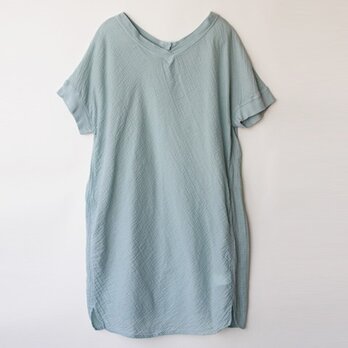 [ボタニカルダイ]紫陽花染め　ダブルガーゼゆったりワンピース　8512-04004-30