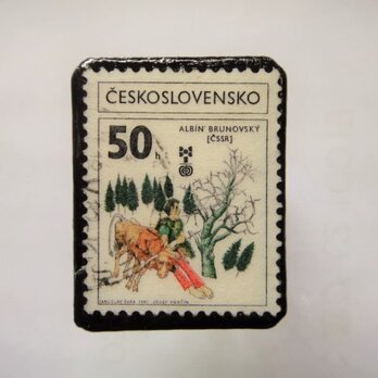 アップサイクル　チェコスロバキア　切手ブローチ1149の画像