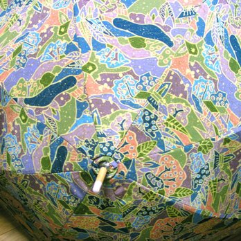 送料無料 絹交織 未使用反 爽やか日傘　バンブーハンドルの画像