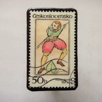 アップサイクル　チェコスロバキア　切手ブローチ1158の画像