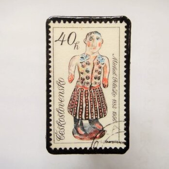 アップサイクル　チェコスロバキア　切手ブローチ1159の画像