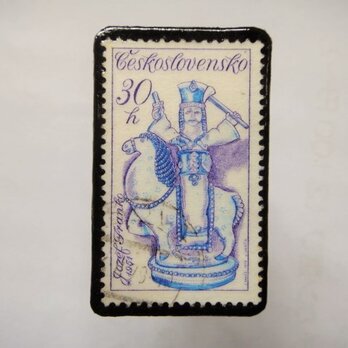 アップサイクル　チェコスロバキア　切手ブローチ1163の画像