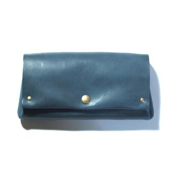 縫製のないふんわり長財布（牛革/プルアップ/ヌバック仕上げ/Blue Gray）の画像