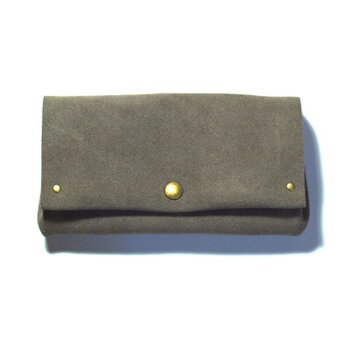 縫製のないふんわり長財布（牛革/ベロア/Brown Gray）の画像