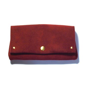 縫製のないふんわり長財布（牛革/ベロア/Wine Red）の画像