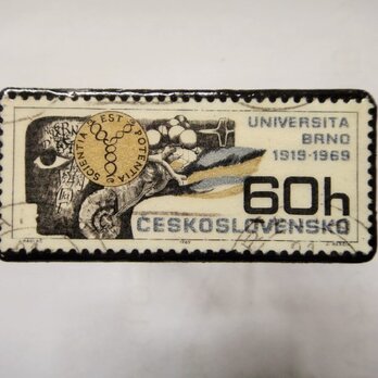アップサイクル　チェコスロバキア　切手ブローチ1175の画像