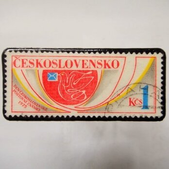 アップサイクル　チェコスロバキア　切手ブローチ1176の画像