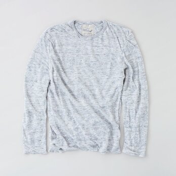 【再入荷】リネンニット mens/M 長袖プルオーバー（ライトグレー）の画像