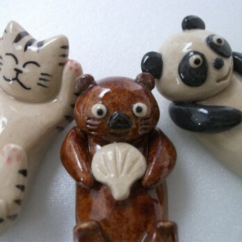 猫とパンダとラッコの箸置き３個セットの画像