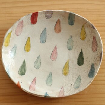 粉引きカラフルドロップのオーバル皿。の画像