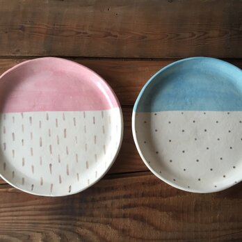 two-tone plate　ｰpink＆blueｰの画像