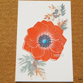 ポストカード 011「赤い花」（プリント３点セット）の画像