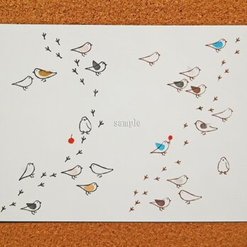 ポストカード 014「ことり小鳥」（プリント３点セット）の画像