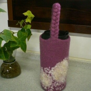 ボトルホルダー(渋ピンク×ホワイトローズ)