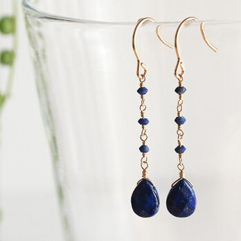 14KGF Lapis Lazuli Drop Earringsの画像