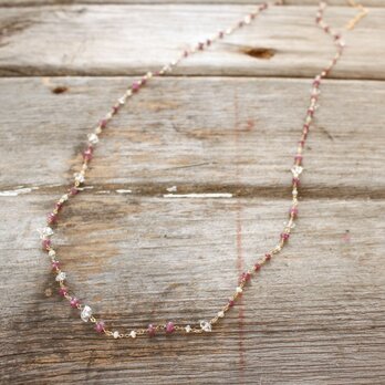 Ruby & Herkimer Diamond & Ethiopian Opal　Long Necklace　14KGFの画像
