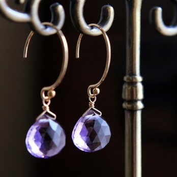 【再販】ラベンダーアメジストの一粒ピアス