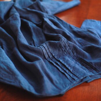 草木染めリネンバルーンワンピース 藍