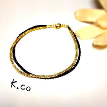 【bracelet】 Black × Goldの画像