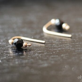 ブラックオニキス14kgf pierce- 『天然石の小さな 2way ピアス- dainty - 』の画像