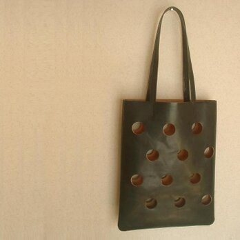 『M様ご注文品』ドット柄フラットトート　本革Black