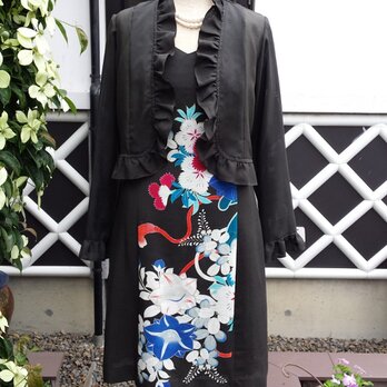 着物リメイク　夏　留め袖　ワンピース(ボレロ、ストール付き)の画像