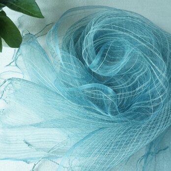 再出品：【藍の生葉染め】シルクストール（S）〈のしめ浅葱〉の画像