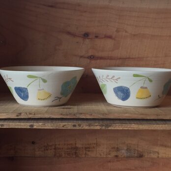 flower bowl -blue&yellow-の画像