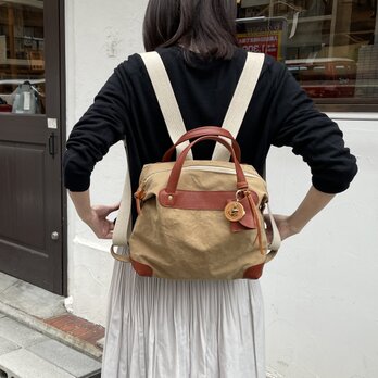 pippi・タン（タンニン染め帆布×イタリアンレザーショルダーバッグ）