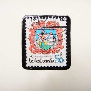 アップサイクル　チェコスロバキア　紋章切手ブローチ1233の画像