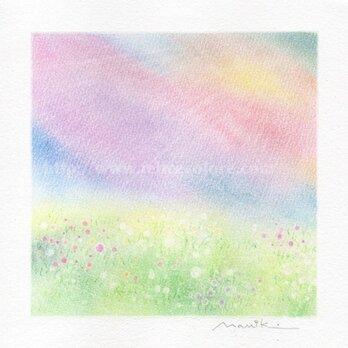 Mariko Hirai シャボン玉アートパステル原画＊【わたしの中の虹色の空】の画像