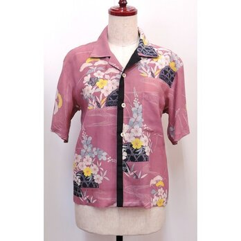 着物リメイクのアロハシャツ （夏/絽）（絹/シルク）【shtA1】の画像