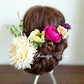 送料無料 髪飾り　ミルフィーポムガーベラと小花の６点セット　No0003の画像