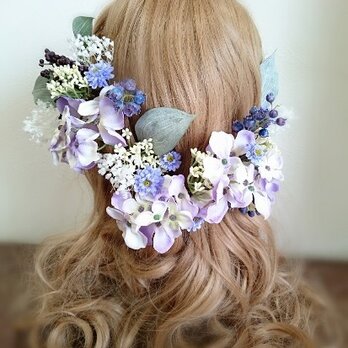 料無料　グラデーション紫陽花と小花の髪飾り２４点セット No0021の画像
