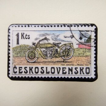 アップサイクル　チェコスロバキア　切手ブローチ1262の画像
